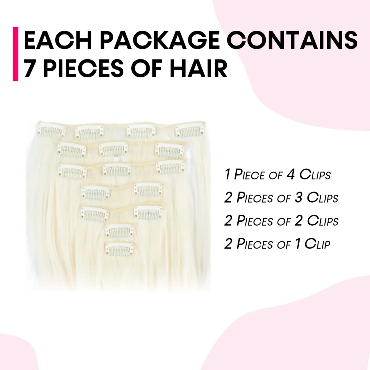 Clip in Long Wavy Synthetic Hair Extension 22 Inch 7PCS Thick Hairpieces Fiber Double Weft Hair for Women