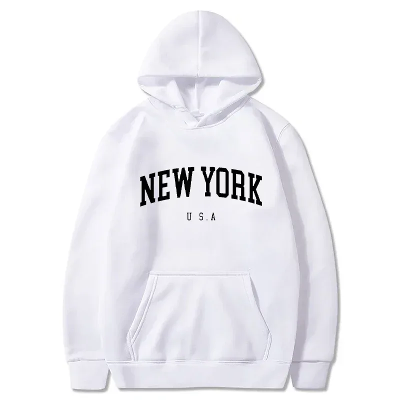 Women New York U.S.A City Hoodies Fashion Letter Printed Graphic Sweatshirts Loose CasuaMen l Harajuku Hooded Pullover Sportwear — image 3