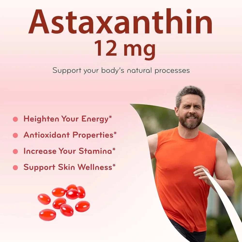 Astaxanthinové tobolky 12 mg podporuje kardiovaskulární zdraví a urychluje metabolismus podporu zdraví očí, kloubů a pokožky — image 4