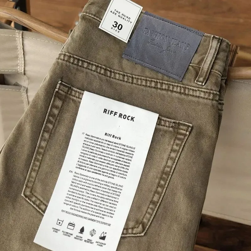 Cowboy Korean Goods Retro Yellow Mud Dyed Small Straight Jeans Men's Spring and Autumn Khaki Ami Kaji Washed Casual Trousers — image 7