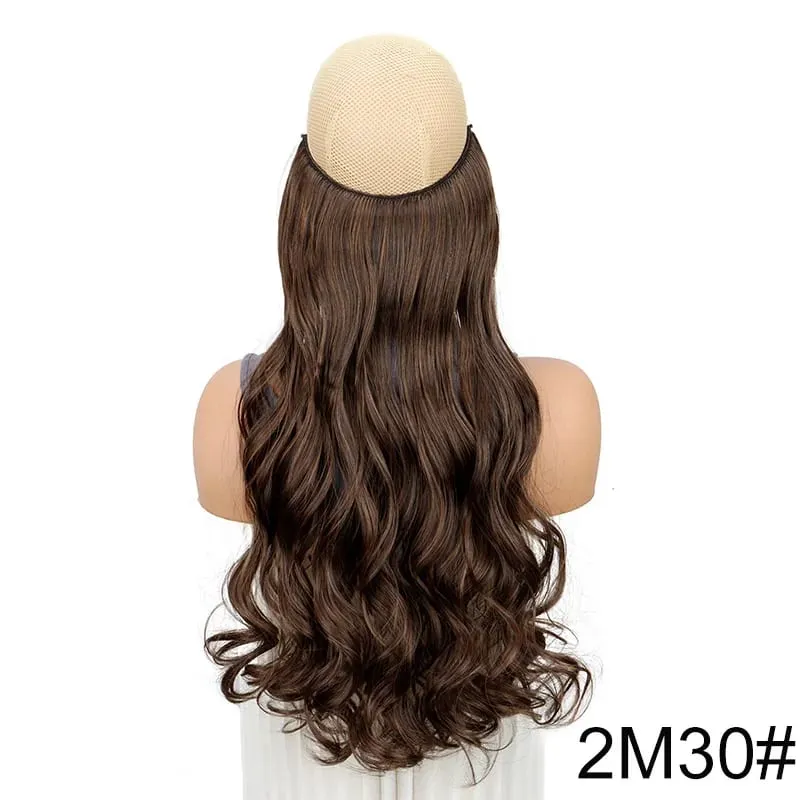 18Inch Synthetic Long Curly Fish Line Hairpiece Invisible Wire Halo Hair Extensions Heat Resistant Fluffy for Daily Styling — image 11