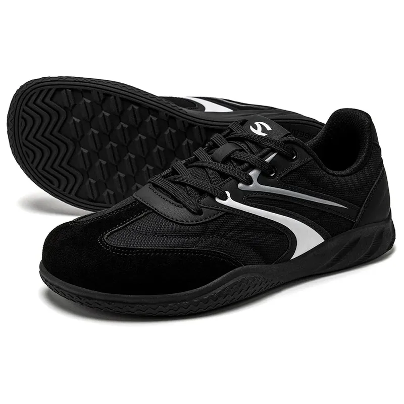 Barefoot Wide Width Shoes Unisex Artificial Leather Minimalist Sneakers Lace-Up Retro Walking Shoes for Women Men