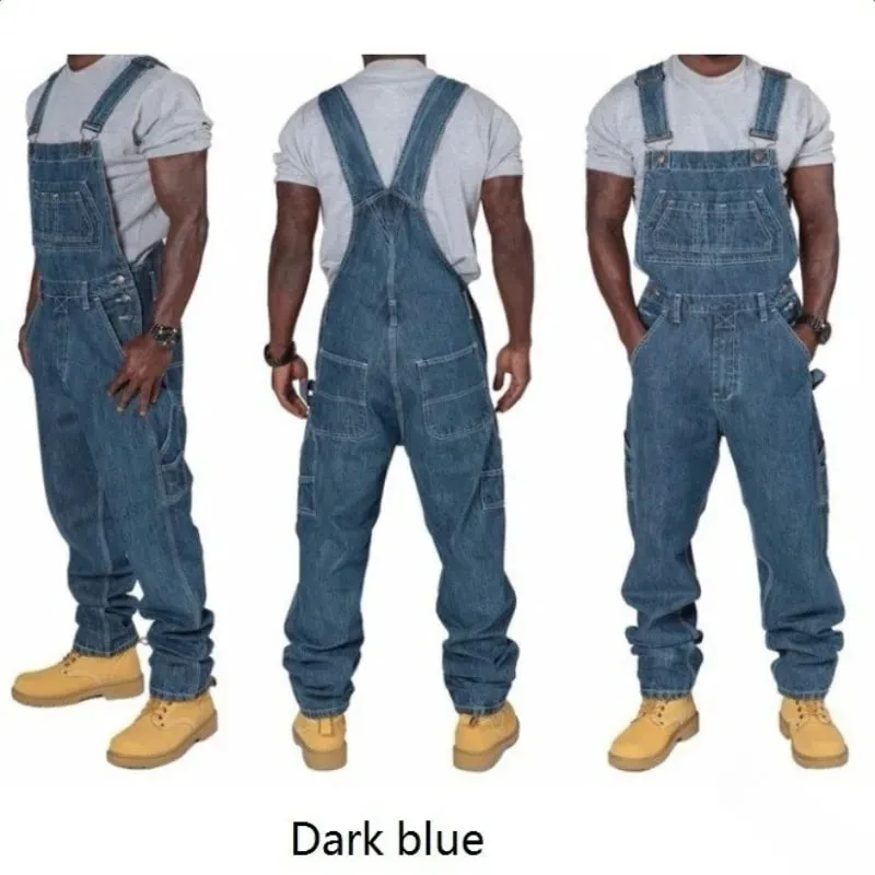 Trendy Men's Suspenders Denim Jumpsuit Fashion Casual Overalls Jeans — image 6