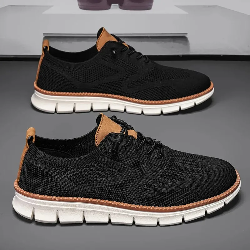 Men Knit Mesh Casual Sneakers Lightweight Lace Up Walking Shoes Flexible Non Slip Soft Breathable Big Size Male Outdoor Footwear — image 8