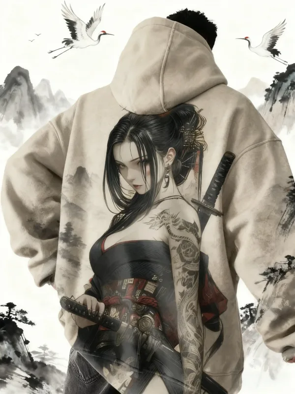 2026 Hot Anime girl back pattern Sweatshirt Casual Long Sleeve Hooded Pullover 3D Printing Top Fashion Oversized Men's Hoodies — image 5