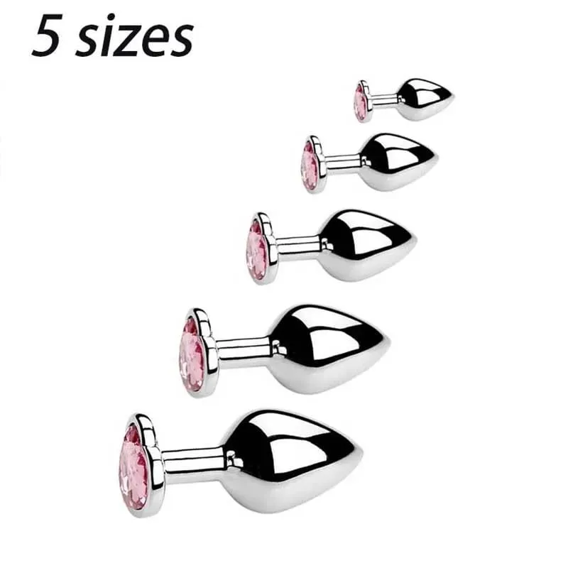 5 Sizes Stainless Steel Crystal Heart Anal Plug Removable Butt Plug Stimulator Prostate Massager Anal Sex Toys Dildos — image 17