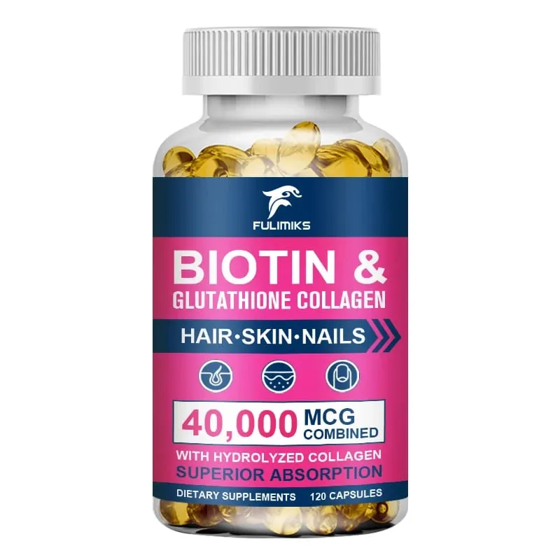 Biotin 40000mcg Combined Capsules with Collagen & Glutathione Promotes Hair Skin Nail Health & Natural Beauty Vitality — image 8
