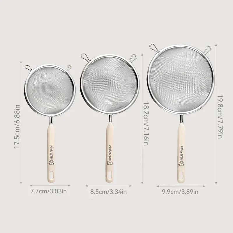 Durable 304 Stainless Steel Residue Filter With Plastic Handle Fine Mesh Strainer Flour Sieve Oil Skimmer Spoon Kitchen Utensils — image 10