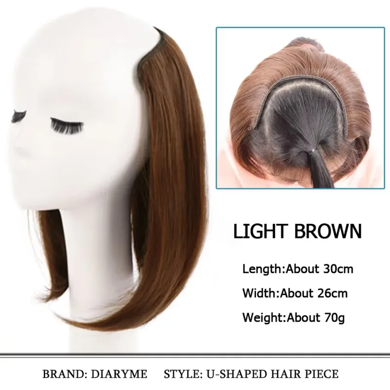 Synthetic Hair Pieces Invisible Clip In Hair Pad High Hair Pieces In Hair Extension Fluffy Synthetic Natural Wig For Women