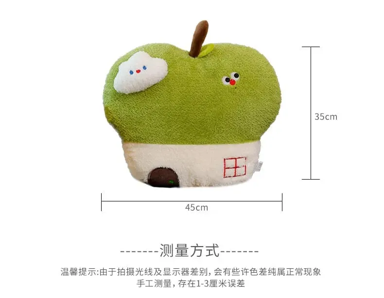Cute Apple House Plush Pillow Optional With Blanket 2‑in‑1 Throw Cushion Kawaii Fruit Stuffed Pillow Sofa Bedroom Decor Gift