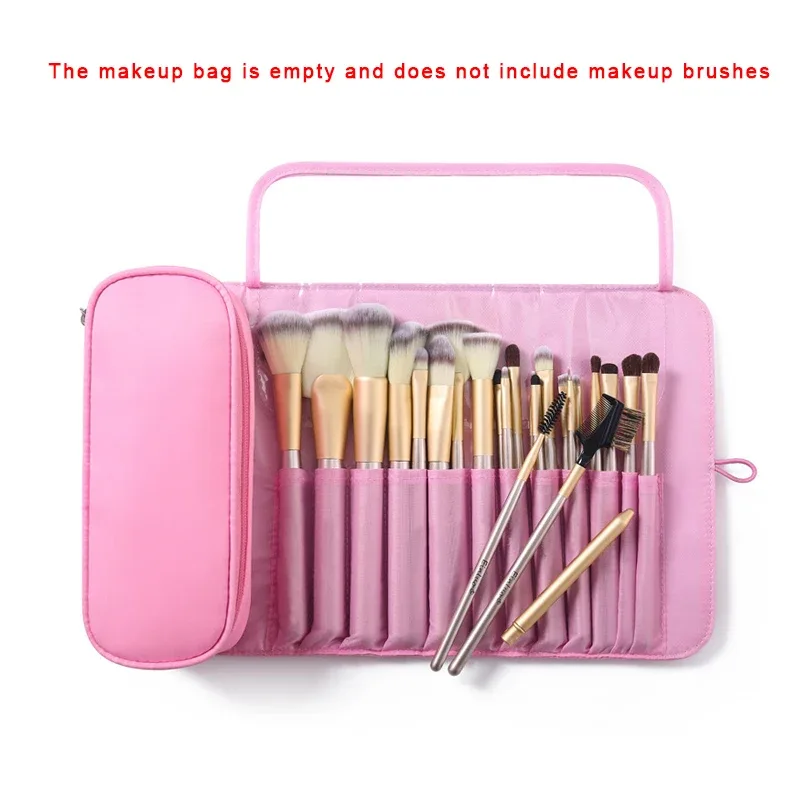 Sac de maquillage pour femmes, sac à pinceaux cosmétiques, organisateur de voyage, pinceaux de maquillage, outils pliables, sacs à roulettes, étui de maquillage en Nylon imperméable — image 9