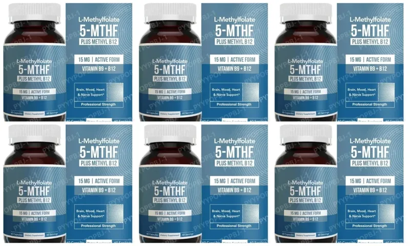 L Methylfolate 5 MTHF 15mg Plus Methyl B12 Vitamin B9 Active Form Nutritional Supplement 60 Capsules