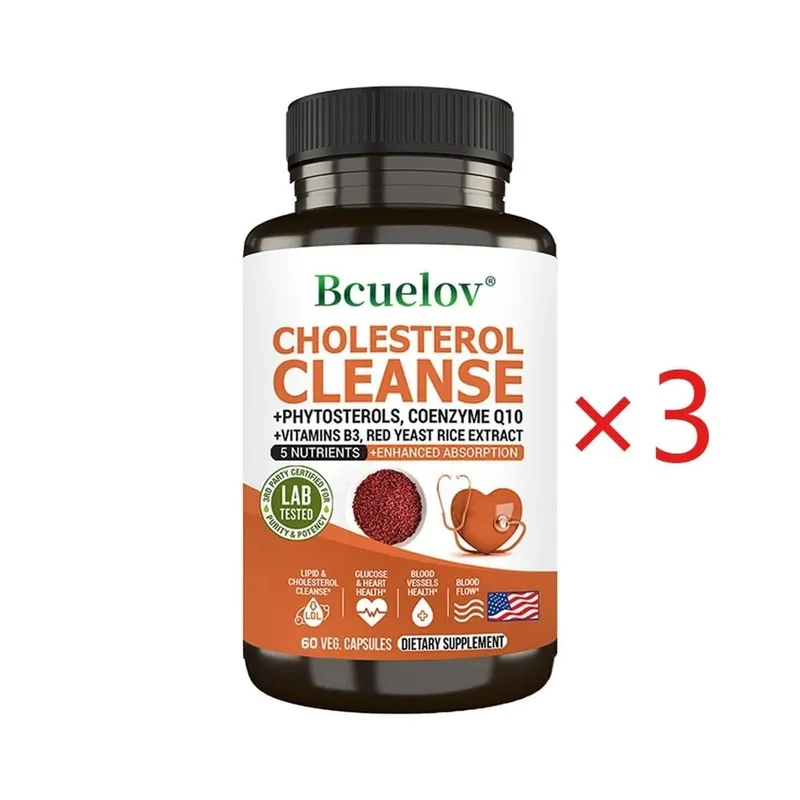 Cholesterol Cleanse Capsules with Coenzyme Q10 Red Yeast Rice Extract Antioxidants Maintain Cardiovascular Health