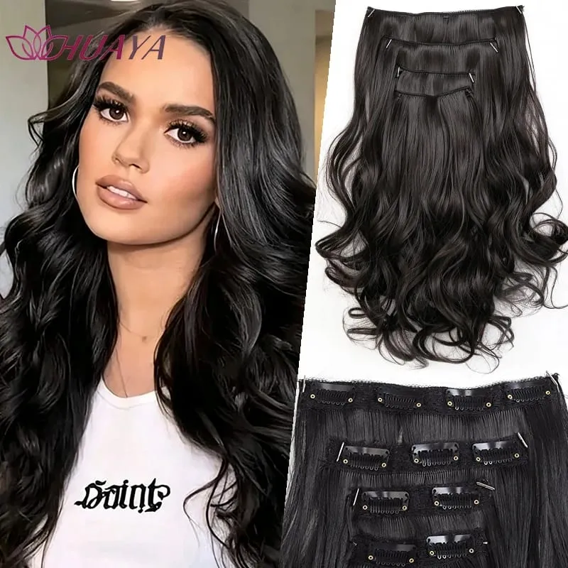 4‑Pcs Clip‑in Synthetic Hair Extensions Long Wavy Curly Heat‑Resistant Hair Pieces for Daily and Party Wear — image 8