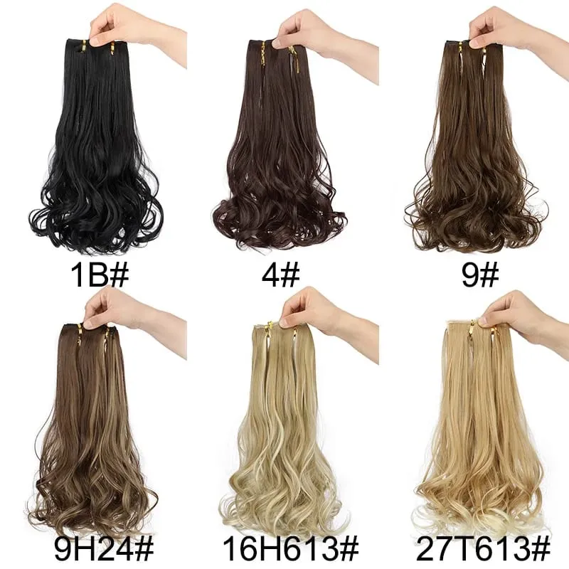 Synthetic 14Inch Short Wavy Curly Hair Extension 4pcs/set Clip -in Invisible Soft Hairpiece for Women Party Daily Use
