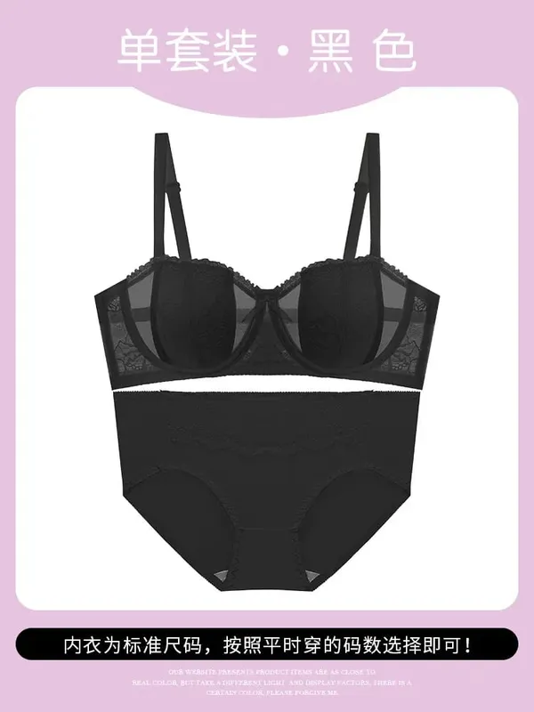 Big Bust Minimizer Bra Set 32‑38 AB Thin Lace Soft Underwire Anti‑Sagging Strapless Optional Sexy Ladies Brassiere Lingerie Kit — image 8