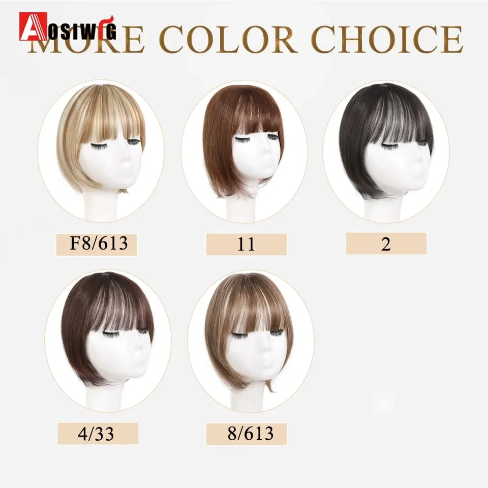 Synthetic Topper Hairpiece Clip-In Bangs Extension Natural Neat Fake Fringe Topper Hairpiece Invisible Clourse Hairpieces