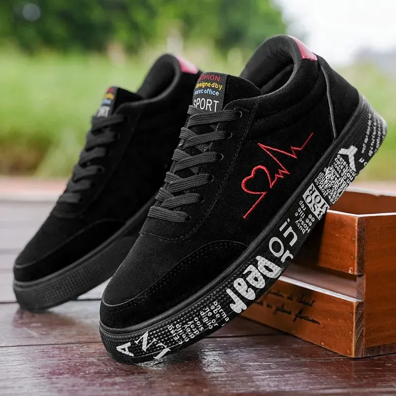 2026 Fashion Men's Vulcanized Sneakers Male Lace-up Casual Shoes Breathable Original Canvas Red Black Lover Shoes Graffiti Flats — image 10