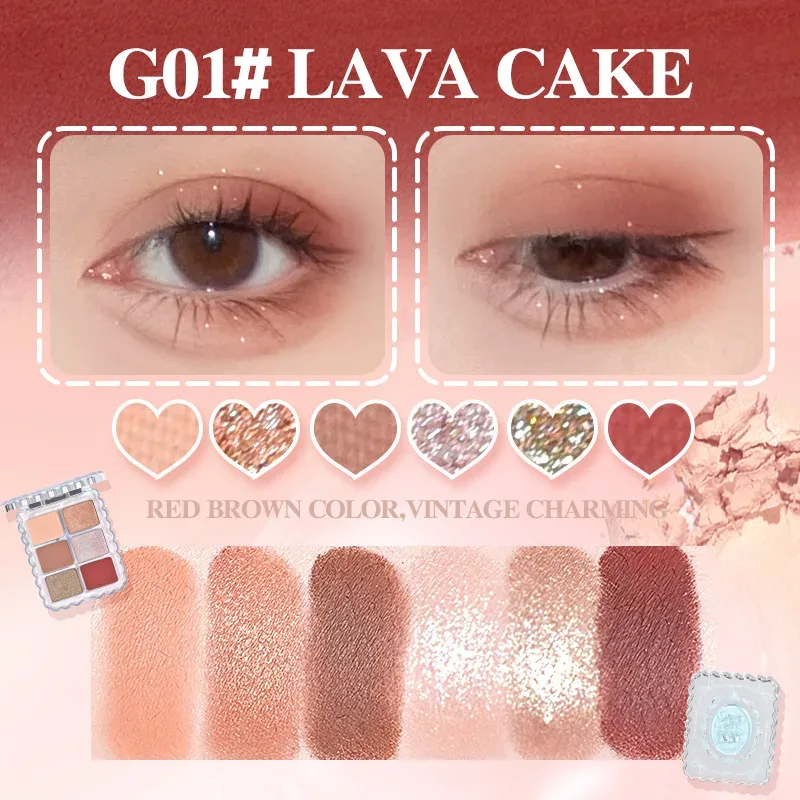 Gogotales Gemstone 6 Color Eye Shadow Matte Earth Pearlescent Daily Orange Brown Dream Crystal
