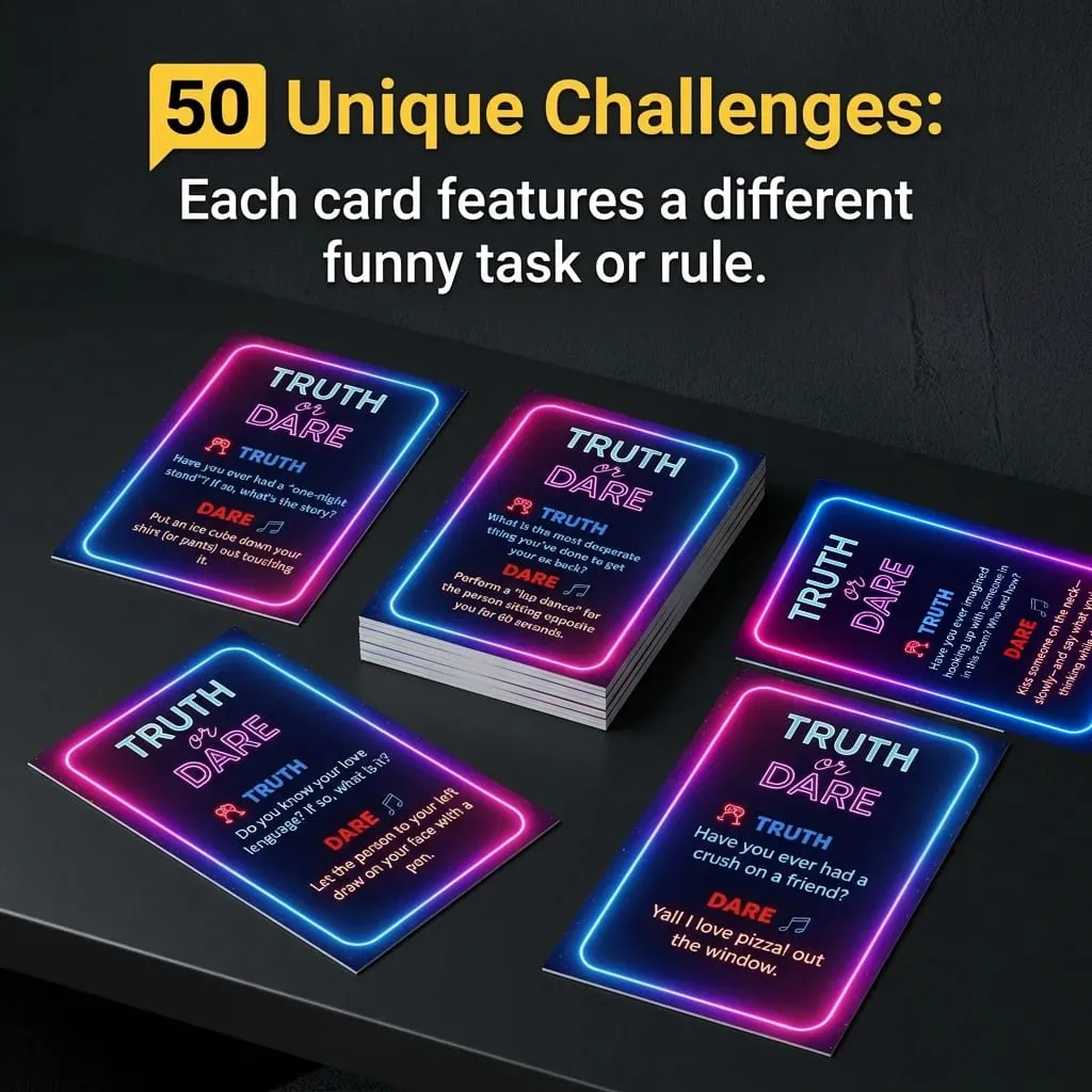 50-Card Truth or Dare: Fun Portable Icebreaker Party Card Game for Family Dorm & Holidays,Back to School Fall Winter Hallowee — image 5