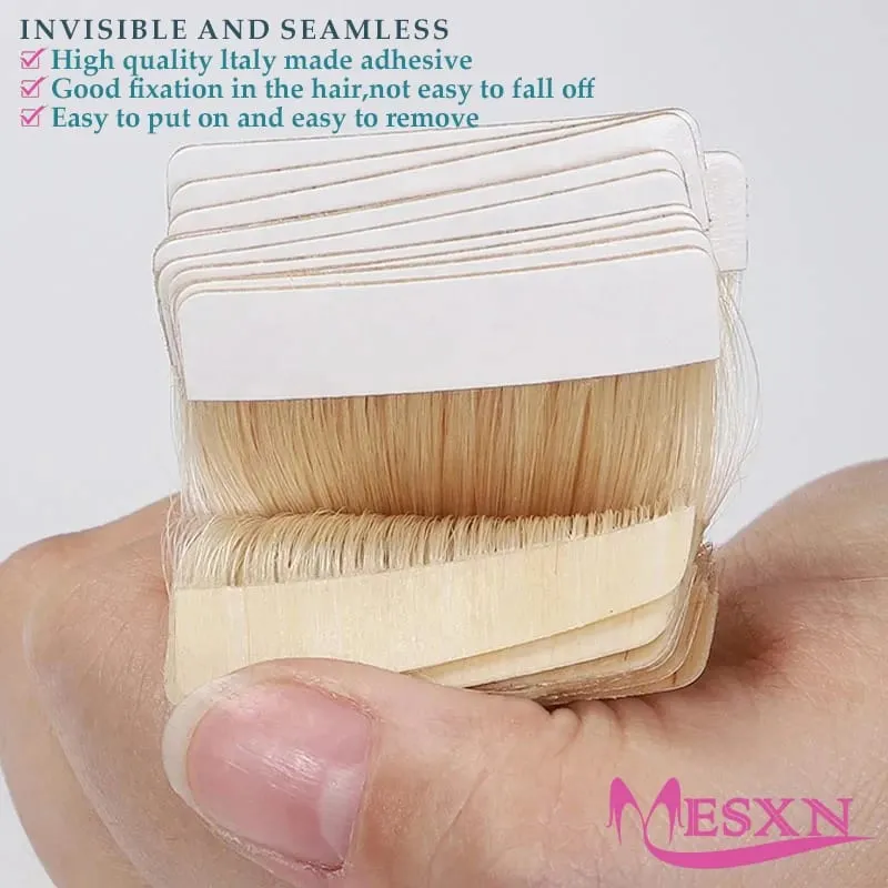 Tape In Hair Extensions 100% Really Human hair Extensions 16"-24" Black Brown Blonde Invisible Can dye For Salon — image 4