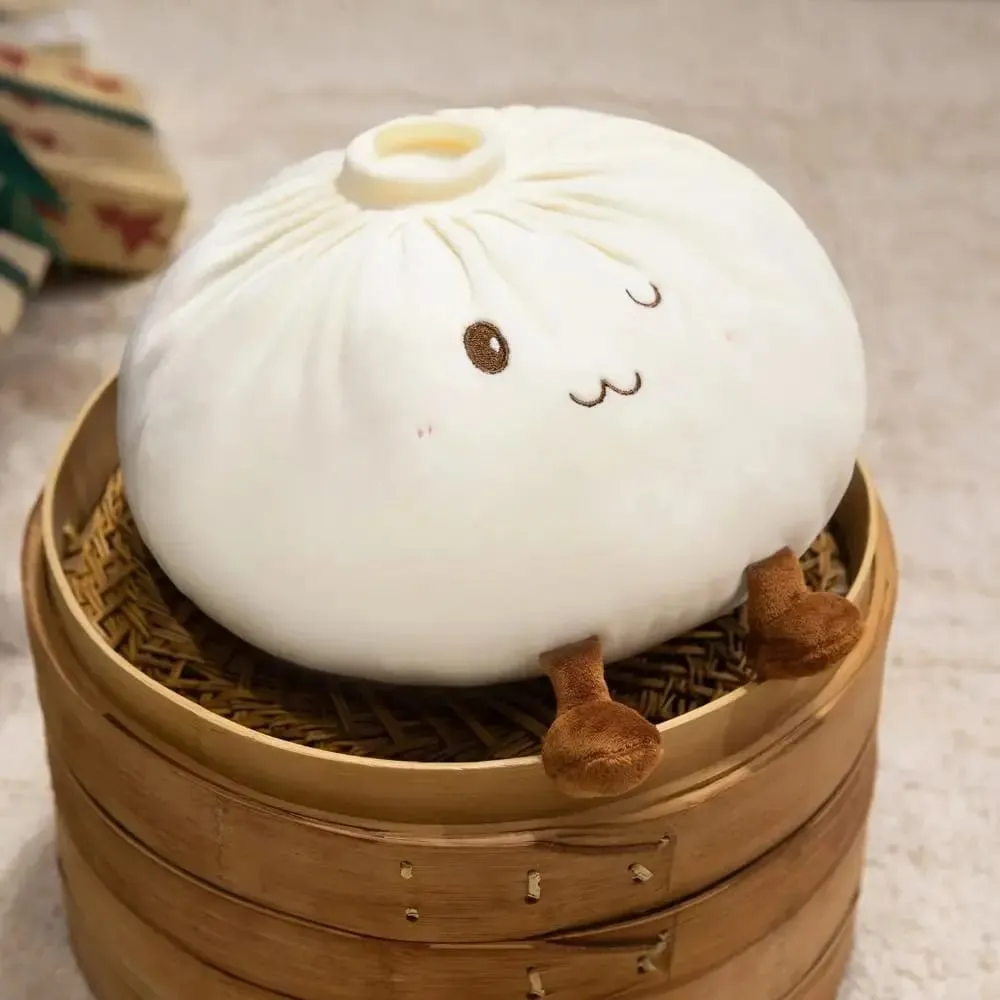 Super Soft Plush Material Steamed Bun Plush Pillow PP Cotton Filled Fluffy Comfortable Dumpling Plush Toy Stress Relief