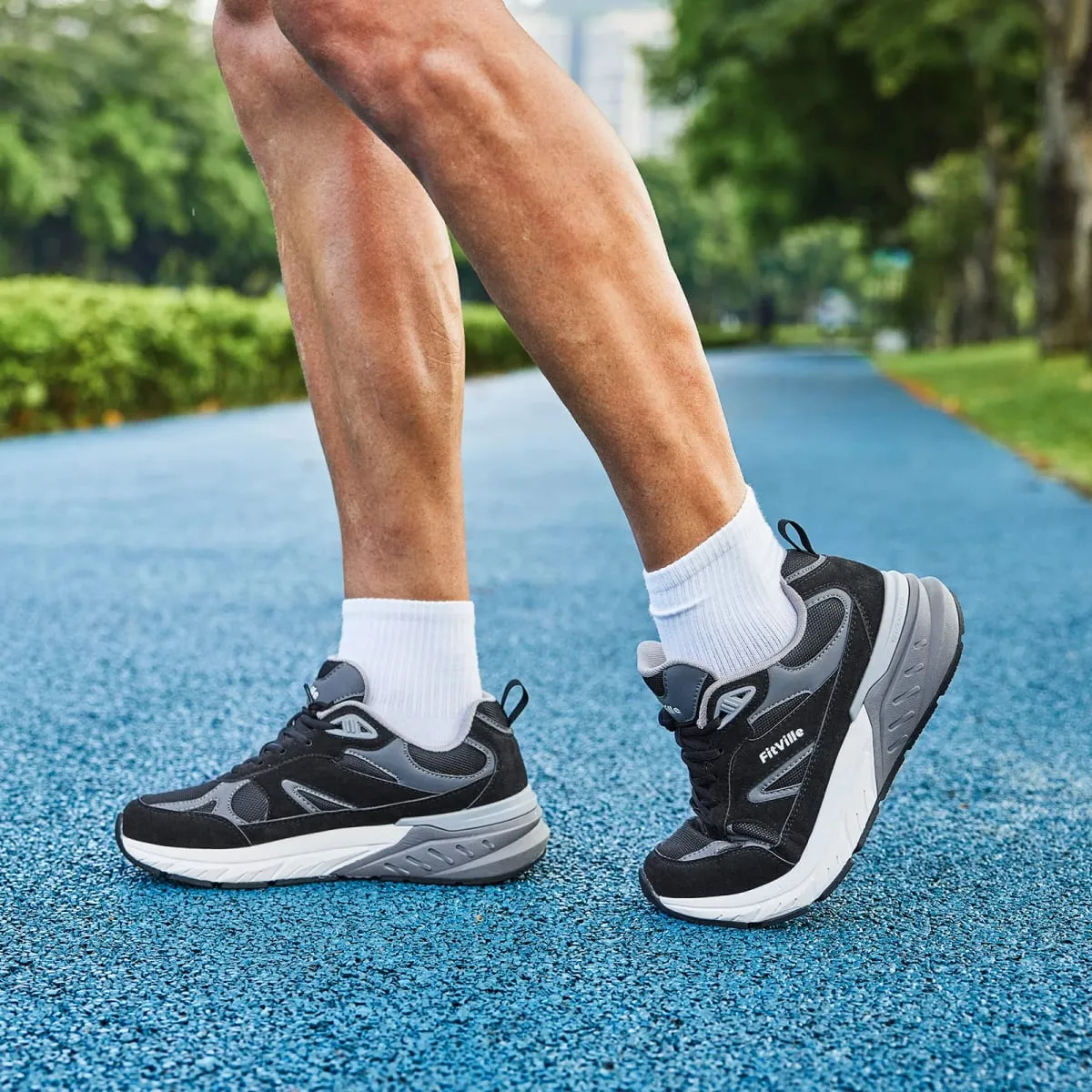 FitVille Newest Walking Shoes for Men Wide Width Sneakers with Arch Support for Flat Feet Heel Pain Relief Plantar Fasciitis — image 7