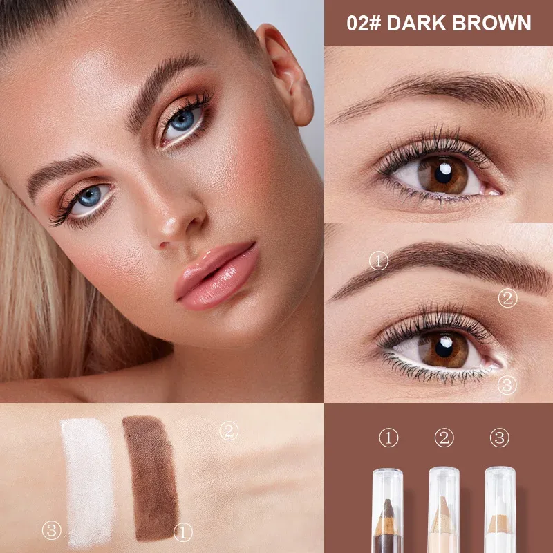 3PCS Wooden Eye Shadow Liner Contour Concealer Pencil Set - White Eyeshadow Eyebrow Contour Concealer Waterproof Makeup Kit — image 8