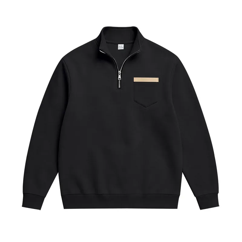 Men 2026 Autumn Winter Hot Item Fleece Lined Stand Collar Loose Vintage Sweatshirt Casual Commuter Fashion Male Daily Outerwear
