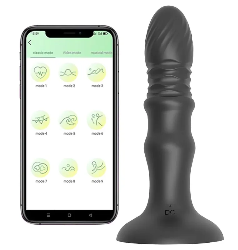 Unisex Anal Stopper Vibration Massagers APP Remote Control Telescopic Vibration Buttocks Stoppers with Suction Cups Adult Toys