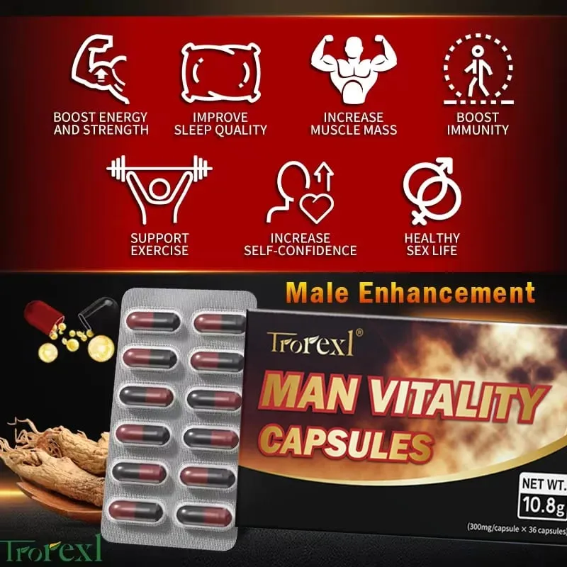 Epimedium Ginseng Capsules Booster for Men Enhance Energy & Endurance Muscle Growth Supplement Non-GMo — image 5