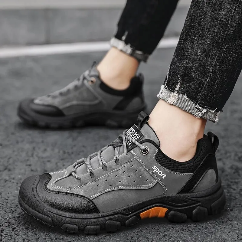 Men's Hiking Camping Shoe Waterproof Leather Upper Non Slip Hiking Boots Outdoor Durable Non Slip Sole Sports Shoes Large Size — image 6