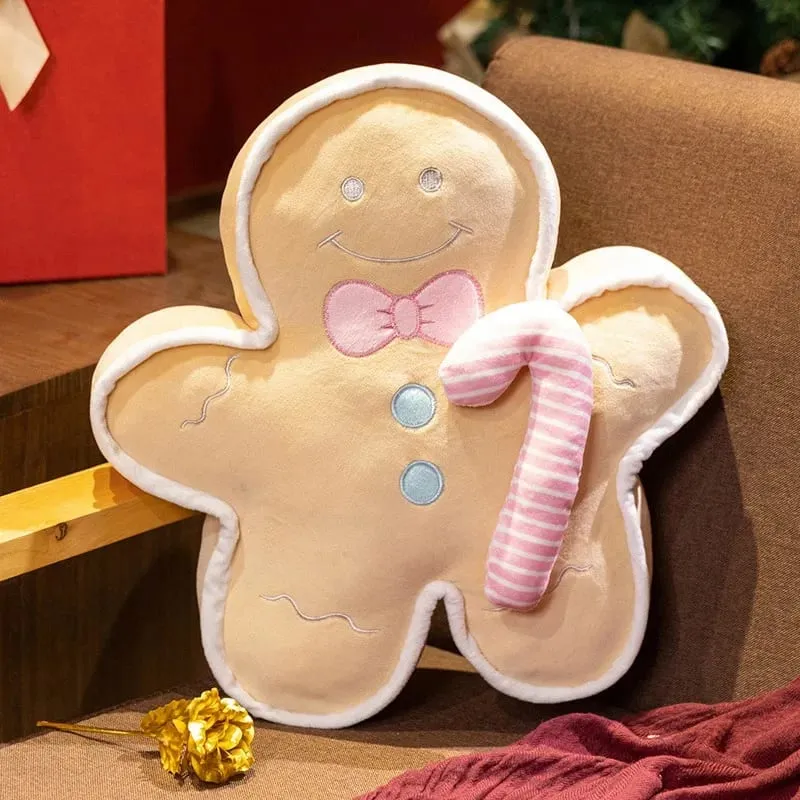 Hot Christmas Gingerbread Man Pillow Soft Plush Toy Decoration Funny XMas Plushie High Quality Christmas Birthday Gift Decor