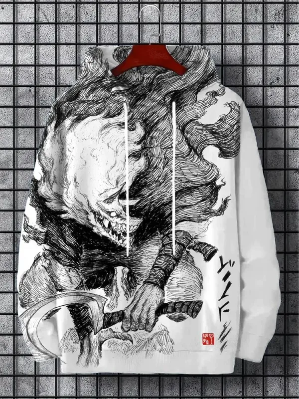 New Autumn And Winter Men's 3D Print Hoodies Japanese Harajuku Fashion Casual Sports Hooded Anime Beast Pattern Man Hoodie — image 7