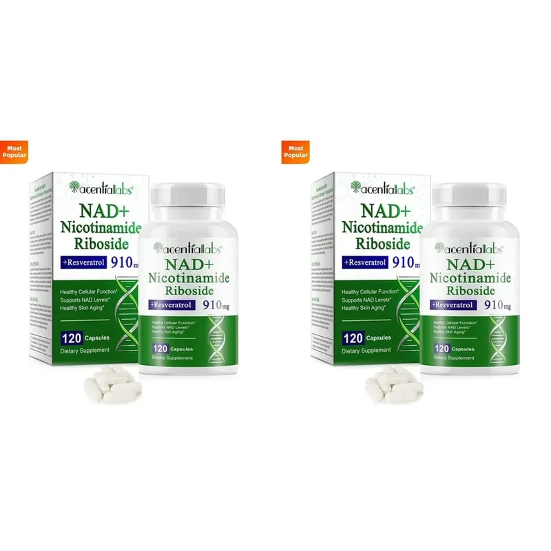 NAD+ Nicotinamide Riboside Capsules with Resveratrol & Quercetin for Cellular Health & NAD+ Levels Support Adults 120 Capsules — image 8