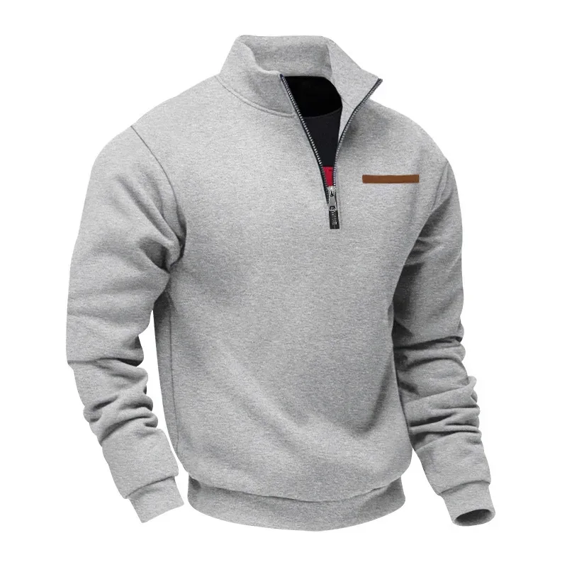 American autumn and winter heavy fleece long-sleeved men's sweater half zipper loose stand-up collar pullover men's sweater