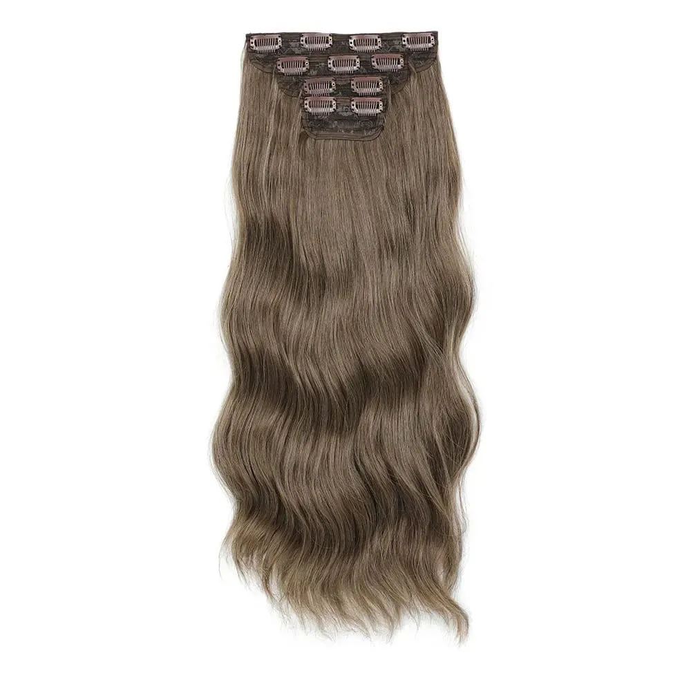 4Pcs/Set 11 Clips 22 Inches 220g Beach Waves Clip in Hair Extensions Sandy Blonde Champagne Heat Resistant Synthetic Hairpiece — image 15