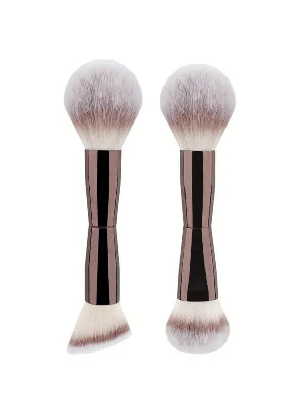 1/2 Face Makeup Brush Set Dual-Ended Makeup Brushes For Foundation Contour Powder Blush Highlighter And Concealer