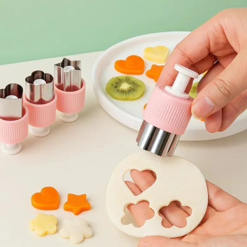 Kids Vegetable Fruit Shapes Cutter Set for Bento Box Decorating Cookie Stamps Lunch Making Kit — image 4
