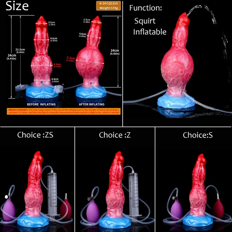 Silicone gonfiabile eiaculazione nodo dildo circonferenza regolabile schizzi fantasia cavallo pene giocattoli adulti del sesso dilatatore anale