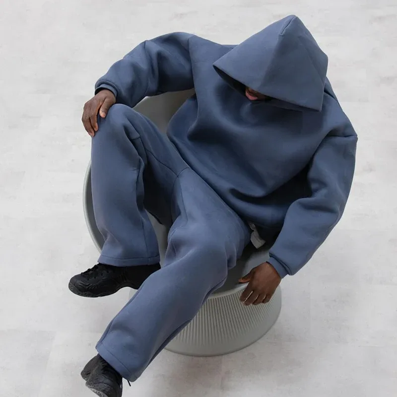 Male Autumn New 2 Piece Set Casual Solid Couple's Hooded Sweatshirt Loose Sweatpants Jogging Sweatshirt Trousers Outfits Suits