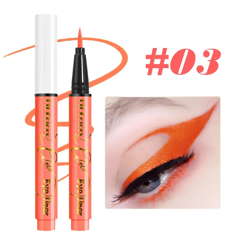 12-color UV Fluorescent Eyeliner Pen Neon UV Reactive Liquid Eyeliner Waterproof Long Lasting Matte Colorful Eye Liner Makeup