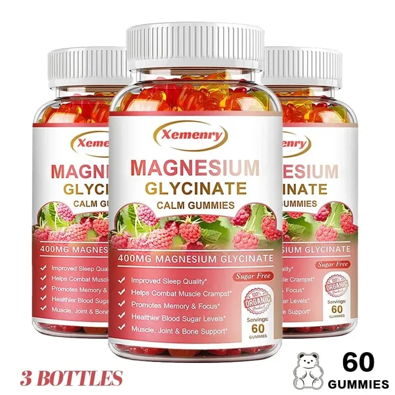 Γλυκινικό μαγνήσιο Gummies Calm Ανακουφίζει από το στρες Υποστήριξη ύπνου Υποστήριξη Μνήμης Συγκέντρωση και μυϊκοί σπασμοί