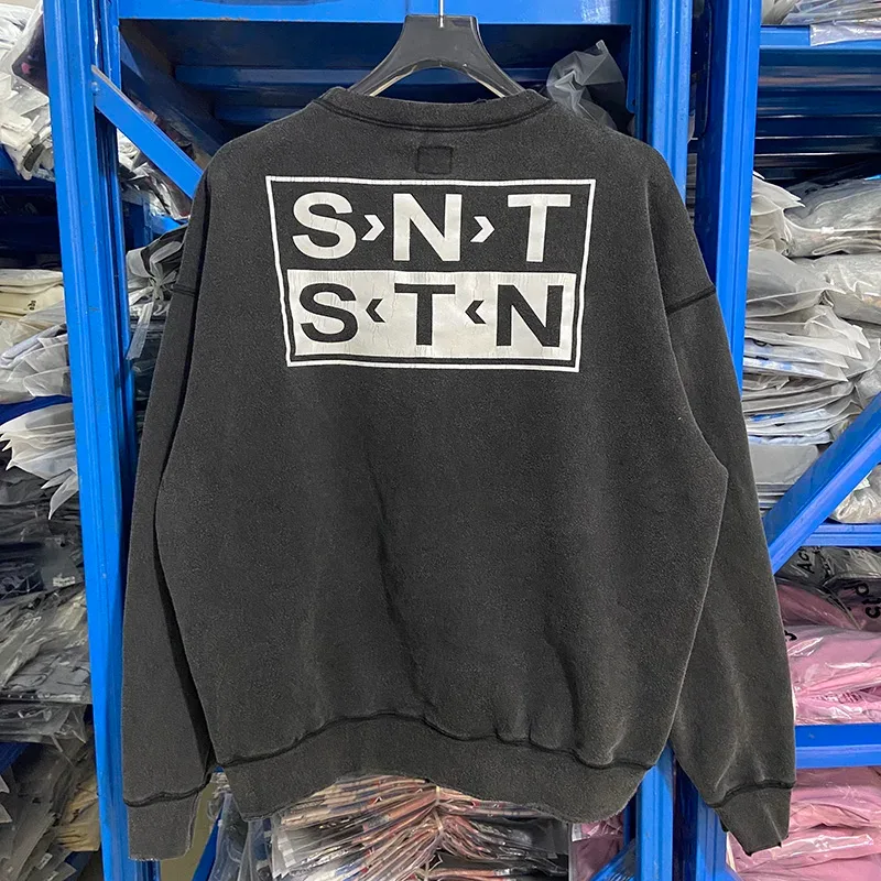Autumn Winter Classic Overlapping Logo Print Saint Sweatshirts Men Women Couple Colorful Letters Graffiti Washed Black Pullovers — image 35