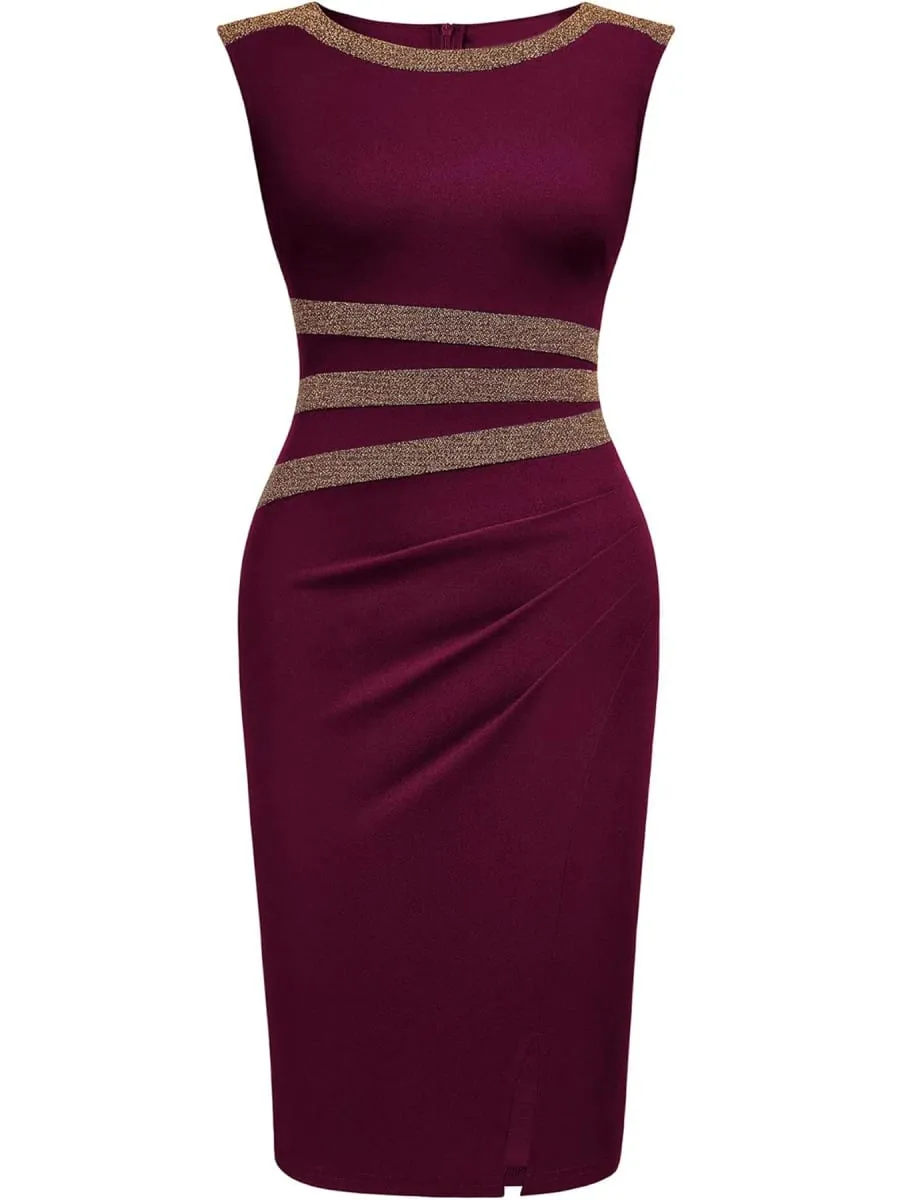 Womens Elegant Sleeveless Split Work Office Knee Length Vintage Business Casual Party Pencil Bodycon Sheath Dress — image 6