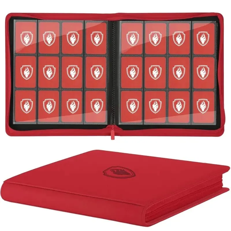 Trading Card Binder 12 Pocket Zipper Binder Card Album Holds 480 Cards Premium Leather Card Folder for TCG/Game/Sports Cards — image 1