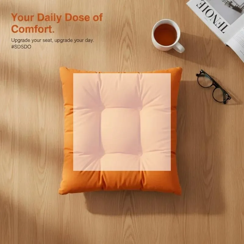 Square Soft Thick Padded Seat Cushion Non-slip Cute Cartoon Prints with Fixed Ties for Office Home Dining Chairs