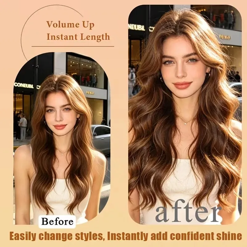 24Inch Synthetic Long Curly Clip on Hair Extension Heat-Resistant Fibers Volume Natural Invisible Hairpiece for Women Daily Use — image 5