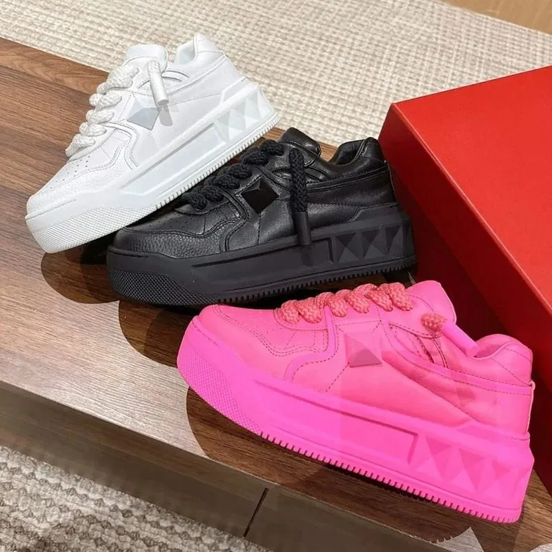 Men's Shoes Fashion Platform Sneakers High Quality Leather Casual Shoes Fashion Street Skateboard Shoe Lace Up Vulcanized Shoes