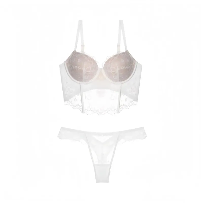 Women French Lace Fishbone Bra Soft Underwire 3/4 Cup Push‑Up Anti Sag Lingerie Slim Side Boob Control Sexy Ladies Underwear — image 8
